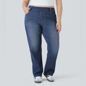 Halara Flex High Waisted Pockets Straight Leg Washed Casual Plus Size